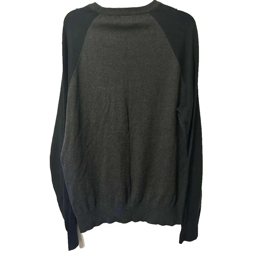 J.Crew Cotton with Cashmere Crewneck Sweater Mens XL Black Gray Pullover